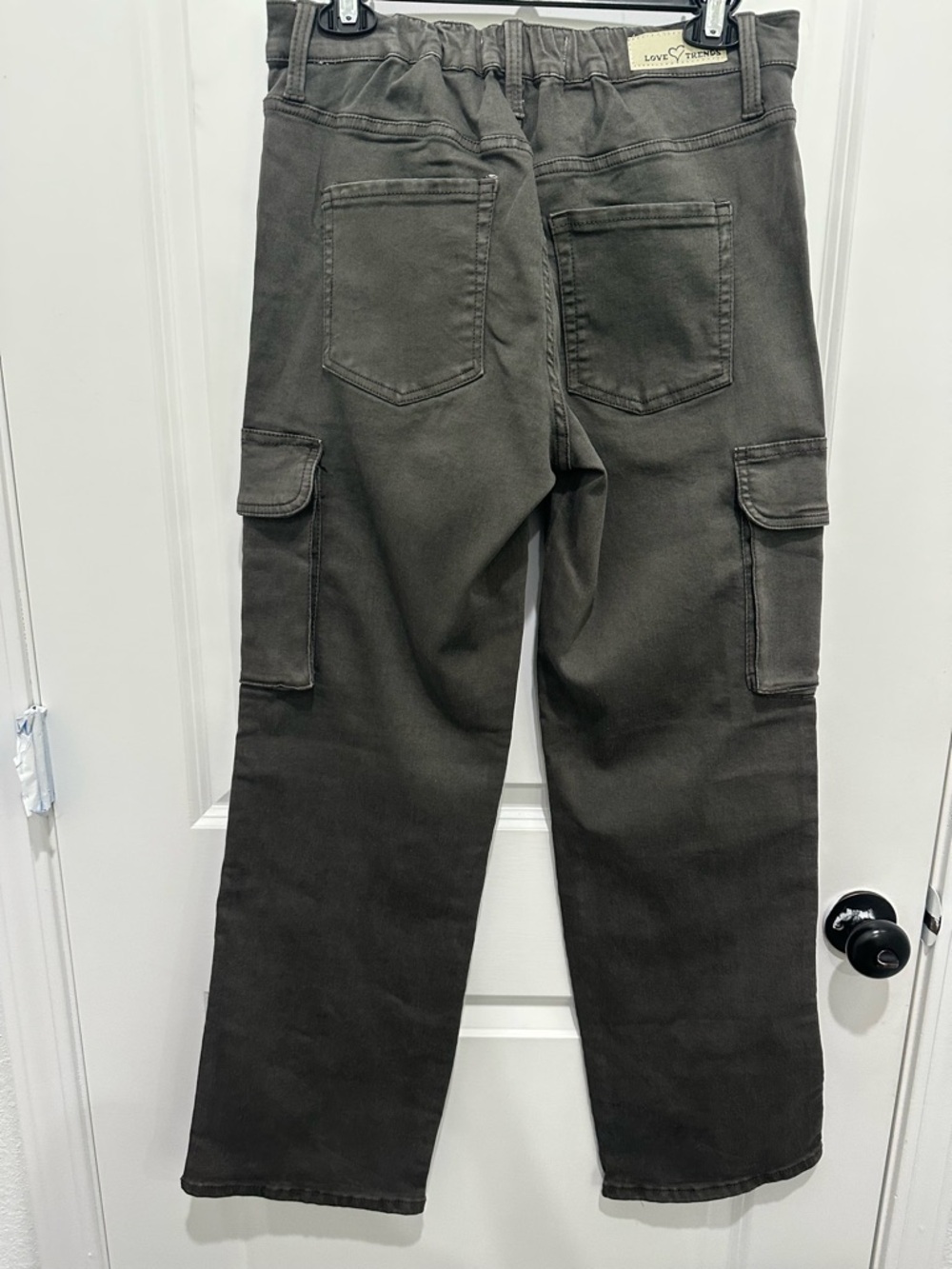 Love Trends Women’s Wide Leg Cargo Pants - Olive Green Utility Style SZ 7 - Picture 5 of 7
